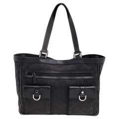 Schwarze GG Canvas- und Leder-Abbey-Tasche von Gucci