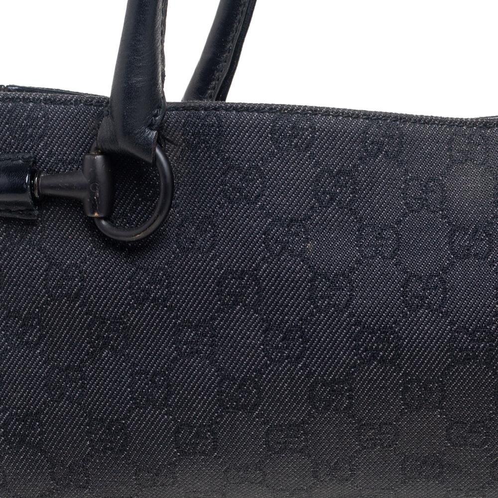Women's Gucci Black GG Canvas and Leather Baguette Bag