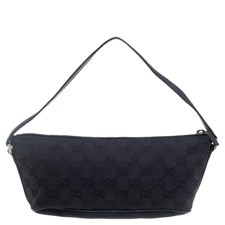 Gucci Black GG Canvas And Leather Boat Pochette Bag at 1stDibs