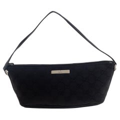 Gucci Black GG Canvas And Leather Boat Pochette Bag