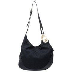 Gucci Black GG Canvas and Leather Charlotte Hobo
