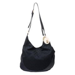 Gucci Black GG Canvas and Leather Charlotte Hobo