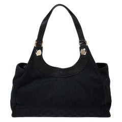 Gucci Black GG Canvas and Leather Charmy Shoulder Bag