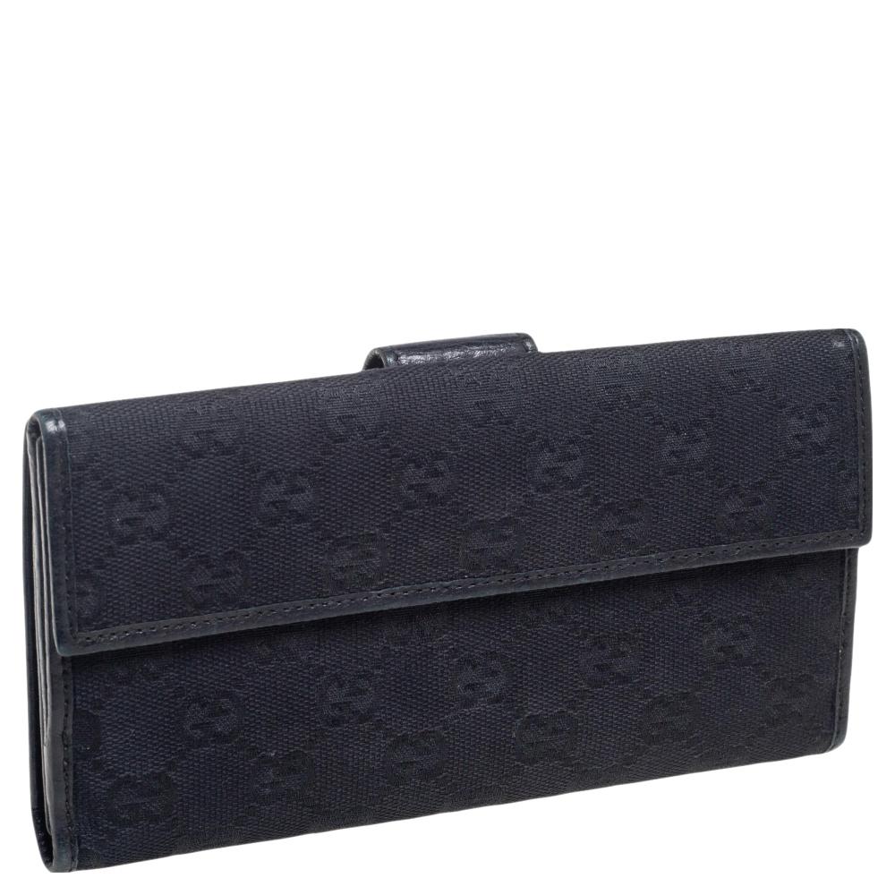 Gucci Black GG Canvas and Leather Continental Wallet 7