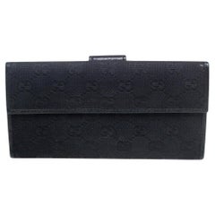 Gucci Black GG Canvas and Leather Continental Wallet