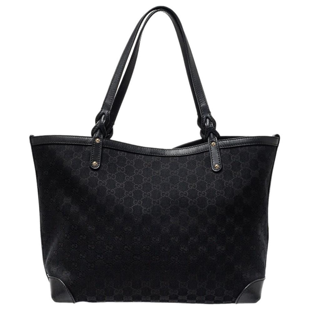 Gucci Black GG Canvas and Leather Craft Original Tote