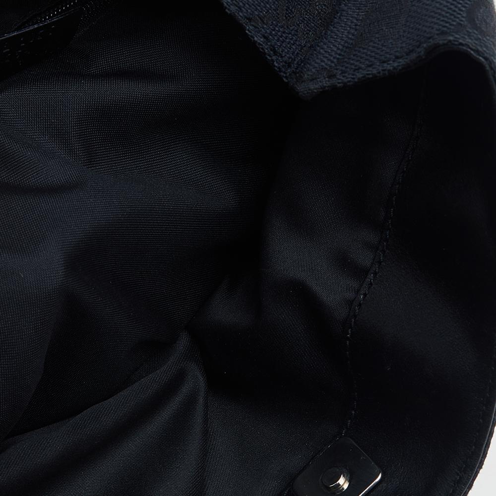 Gucci Black GG Canvas and Leather Double Pocket Tote In Good Condition In Dubai, Al Qouz 2