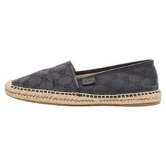 Gucci Black GG Canvas and Leather Espadrille Flats Size 38