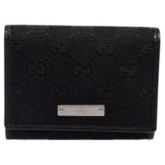 Gucci Black GG Canvas and Leather Flap Card Case