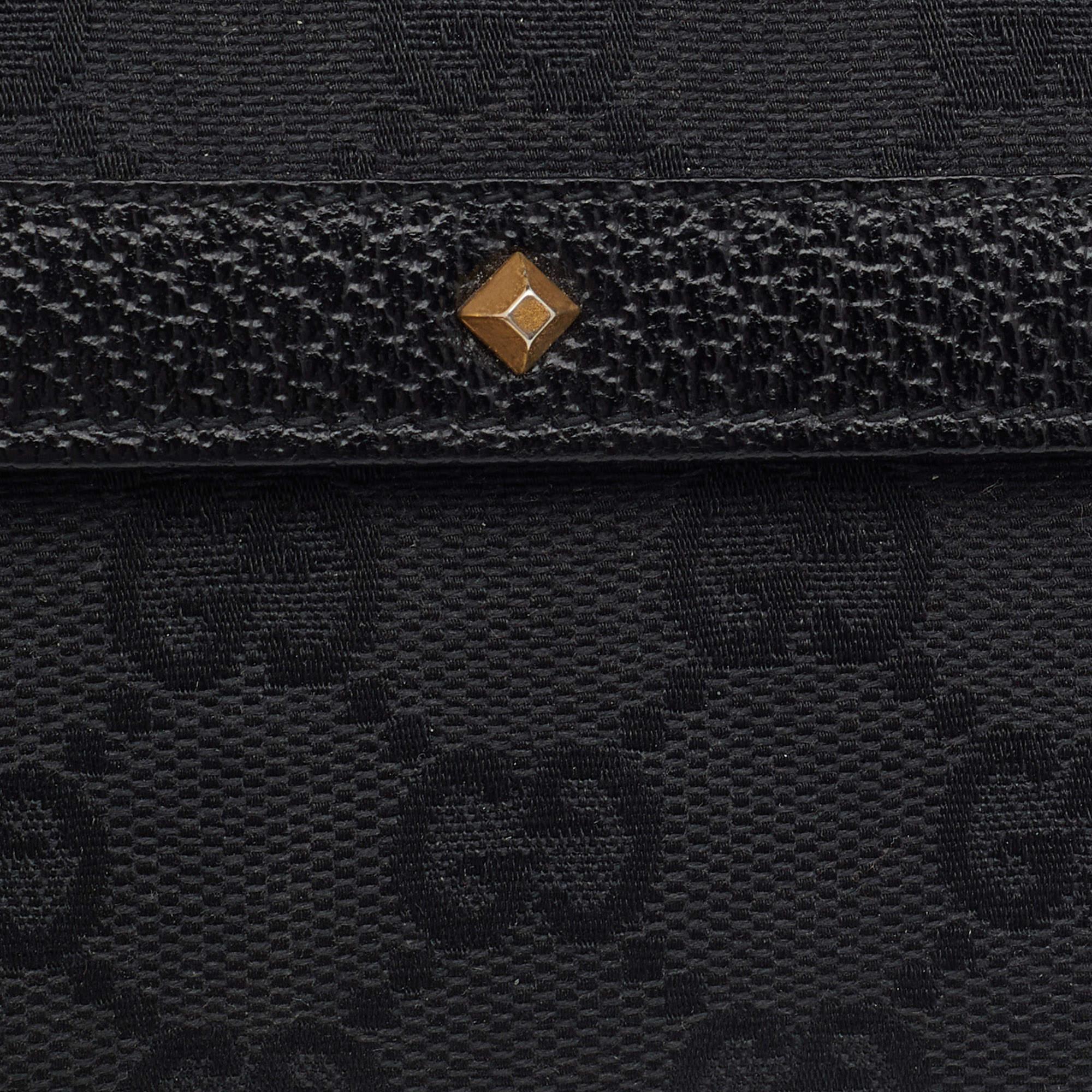 Gucci Black GG Canvas And Leather Flap Studded Compact Wallet 1
