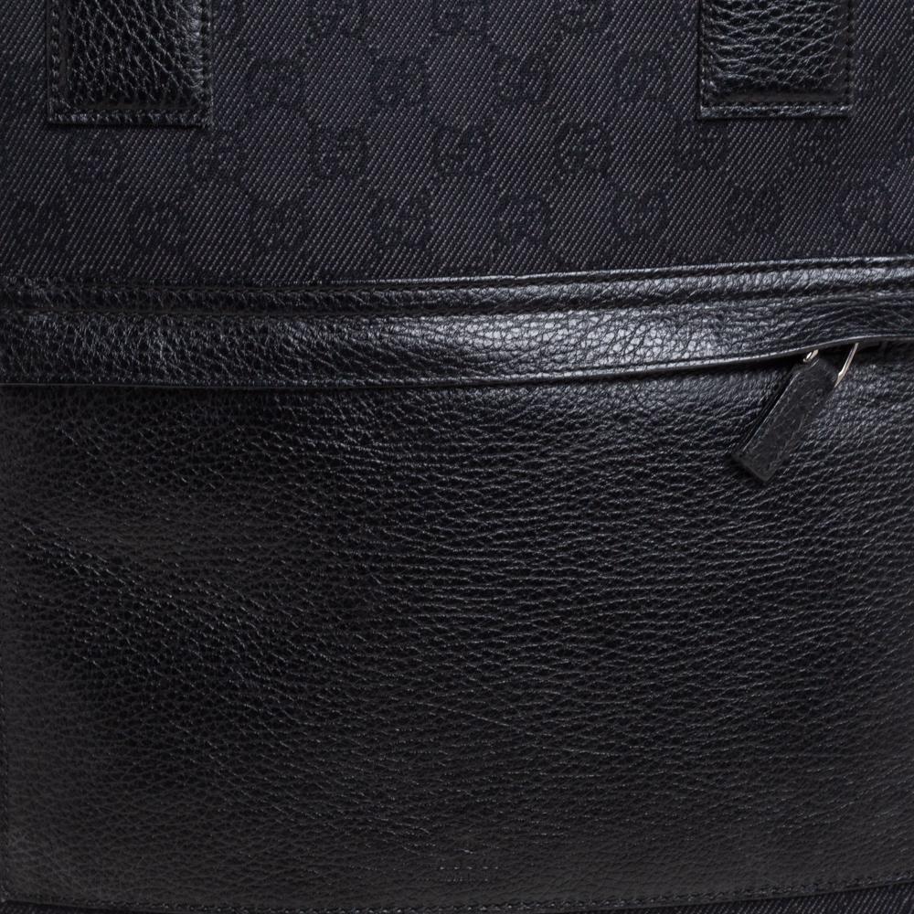 Gucci Black GG Canvas and Leather Front Pocket Vertical Tote 6