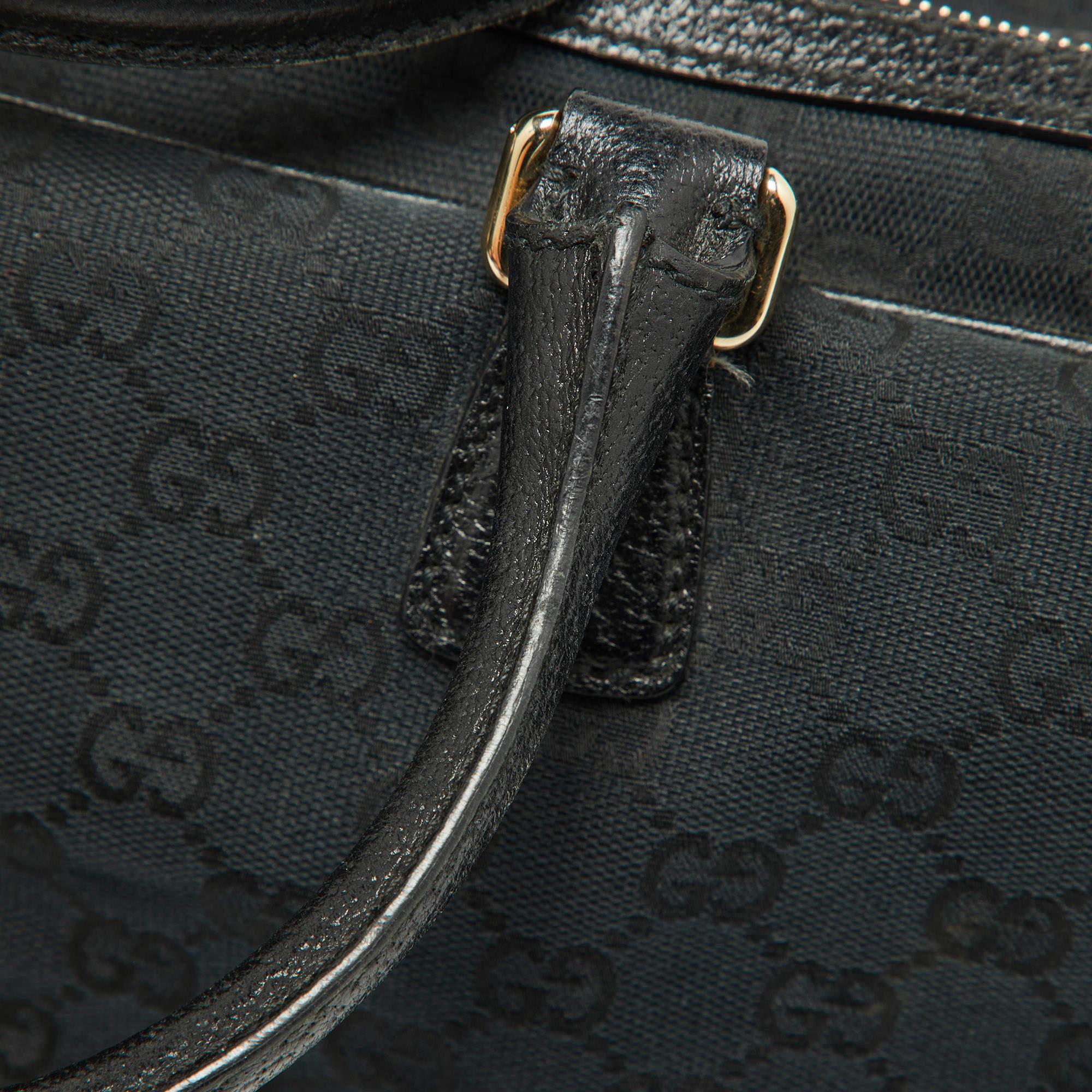 Gucci Black GG Canvas and Leather Heart Lock Satchel 11