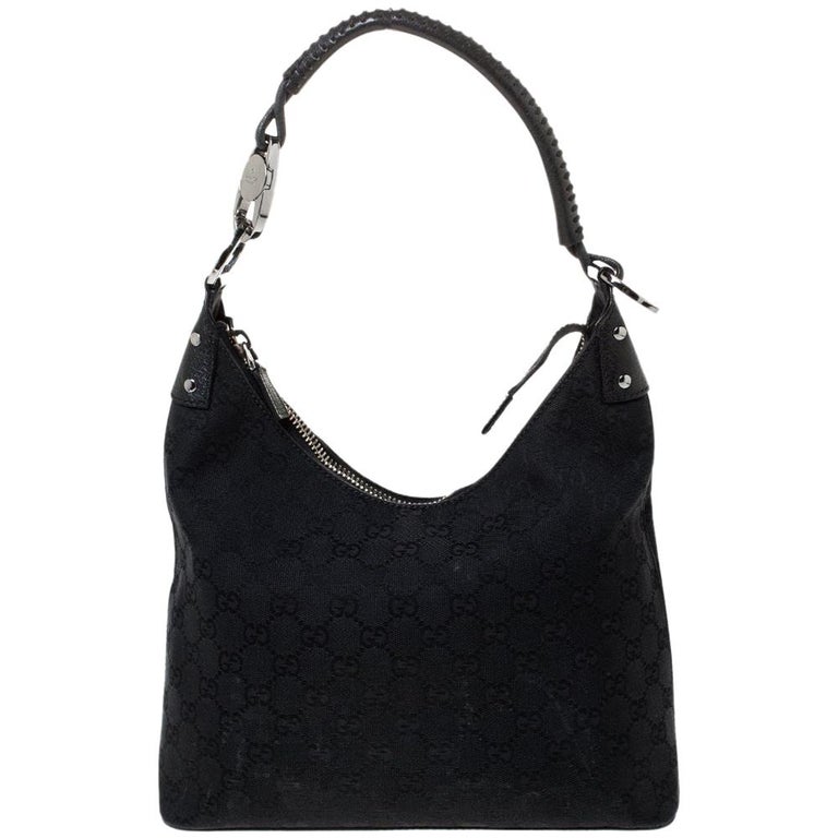Gucci Black GG Canvas and Leather Hobo For Sale at 1stDibs leather hobo purse