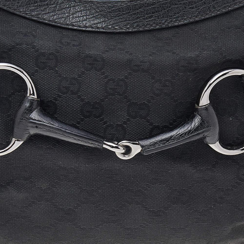 Gucci - Sac Hobo en toile et cuir noir GG avec mors de cheval 6