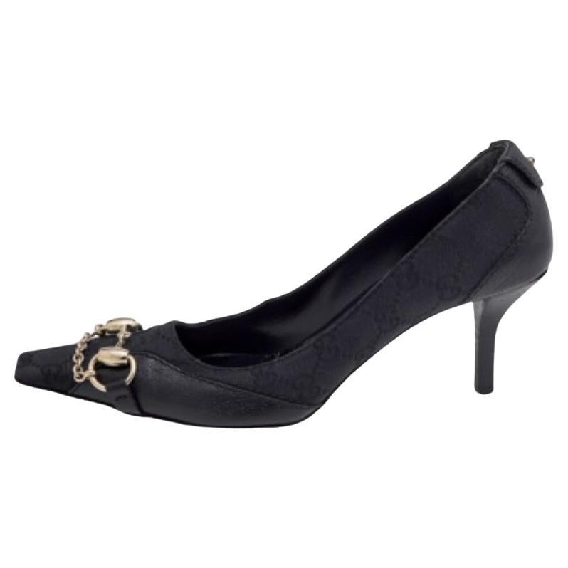 Escarpins en toile et cuir GG de Gucci Taille 37.5 en vente