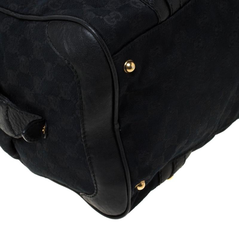Gucci Black GG Canvas and Leather Interlocking Boston Bag 6