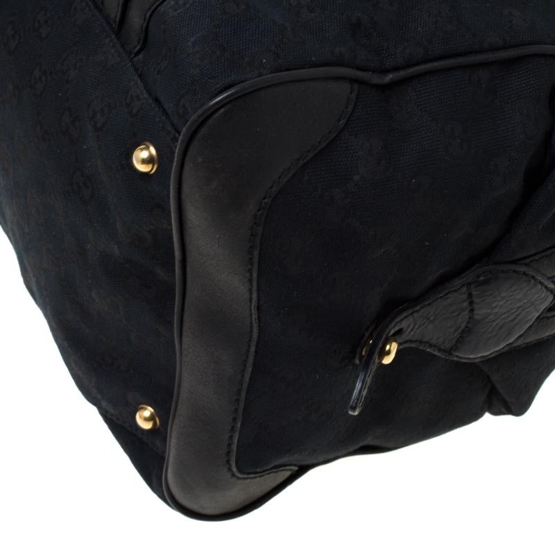 Gucci Black GG Canvas and Leather Interlocking Boston Bag 5