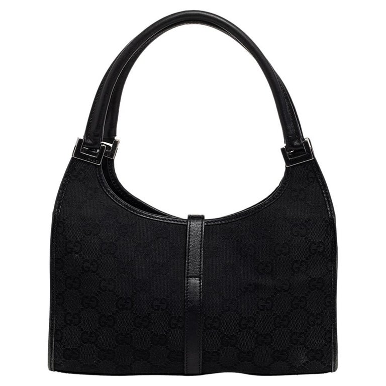 At Auction: Gucci, Gucci Italian Designer Black Canvas Hobo Bag Purse