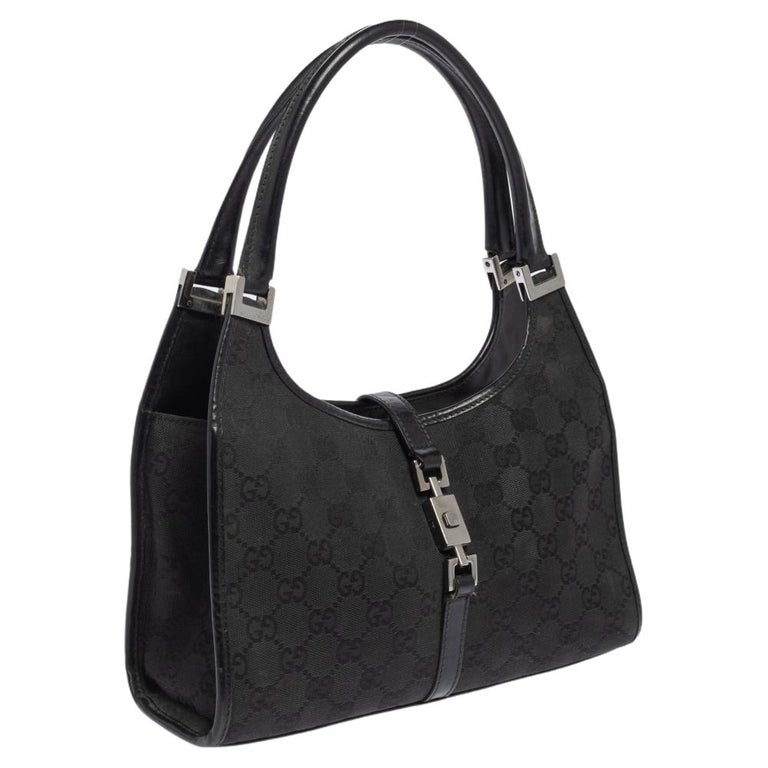 Gucci Vintage Jackie Bardot Black Monogram Canvas and Leather Purse - $397  - From Brooke
