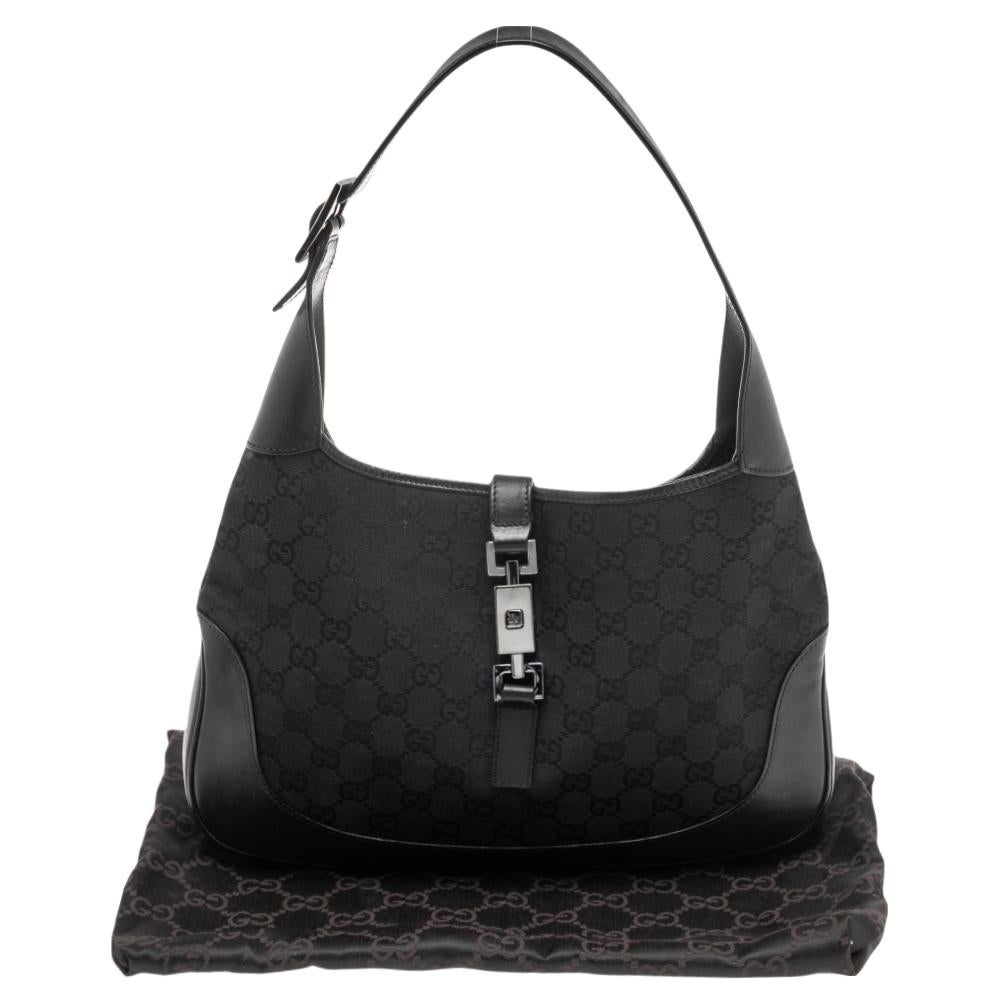 Gucci Black GG Canvas And Leather Jackie O Hobo 6