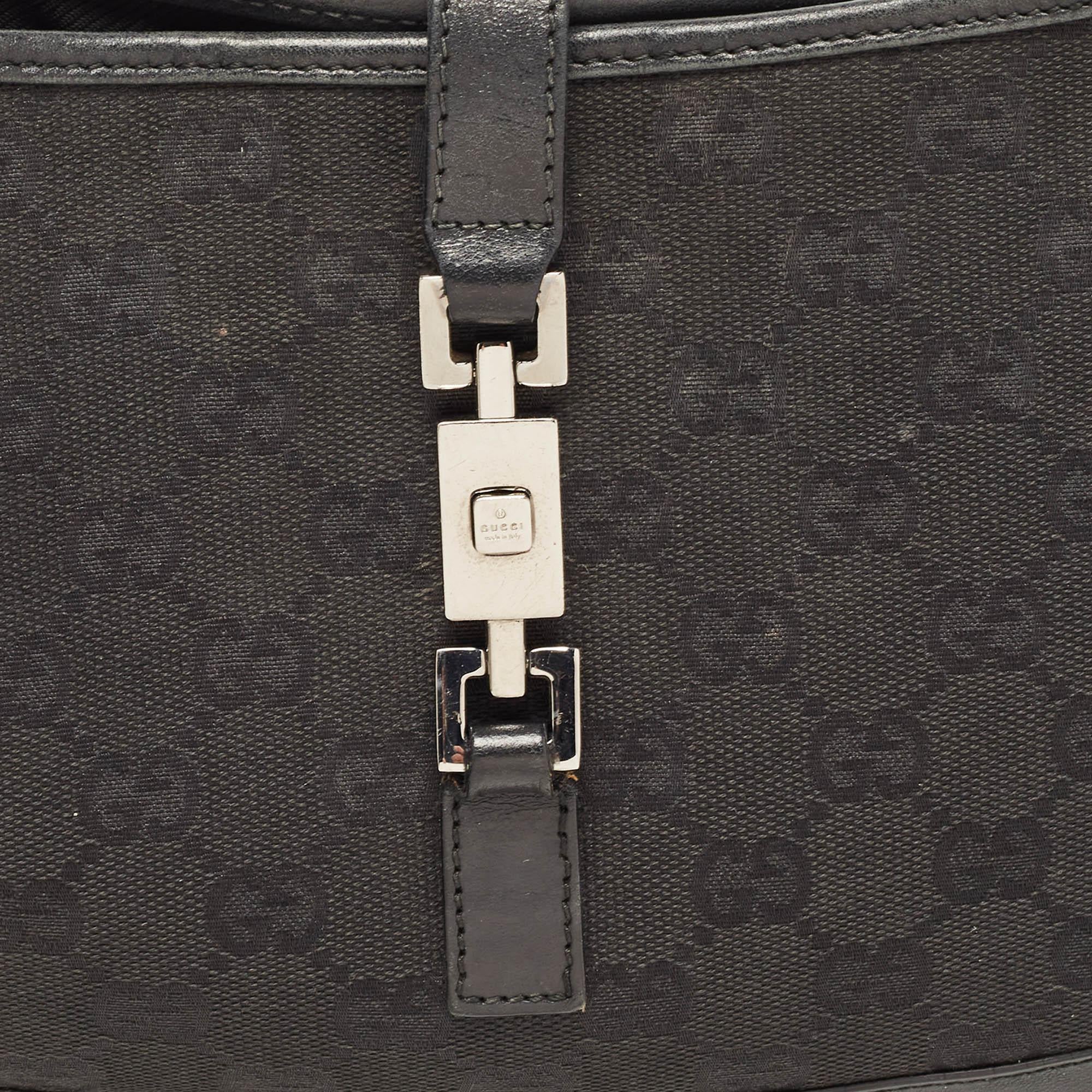 Gucci Black GG Canvas and Leather Jackie O Hobo 7