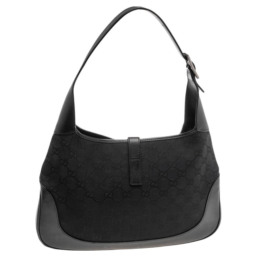 Gucci Black GG Canvas And Leather Jackie O Hobo 8