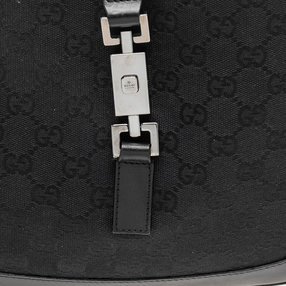 Gucci Black GG Canvas And Leather Jackie O Hobo 5