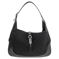 Gucci Black GG Canvas And Leather Jackie O Hobo