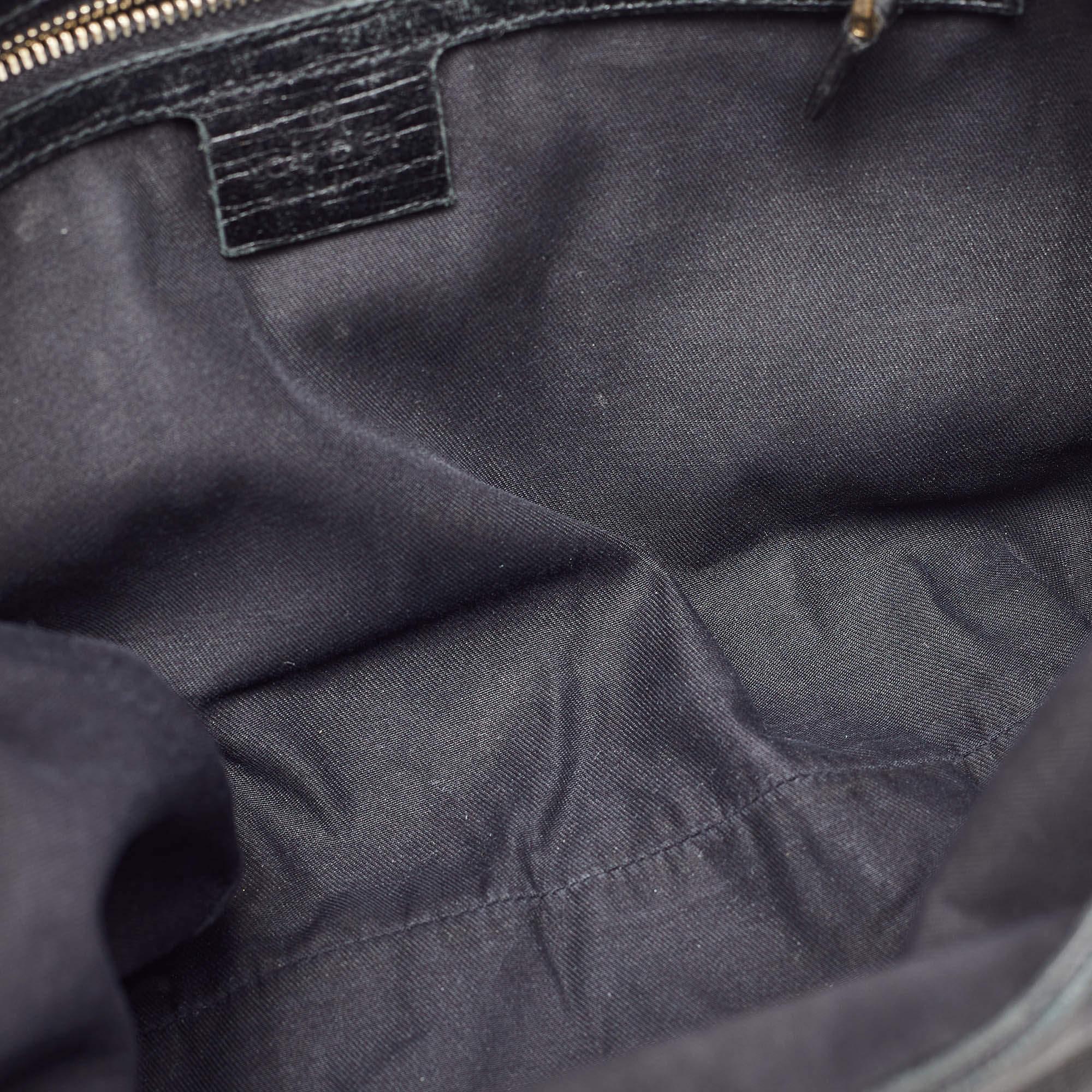 Gucci Borsa a tracolla nera in tela e pelle GG Junco in vendita 4