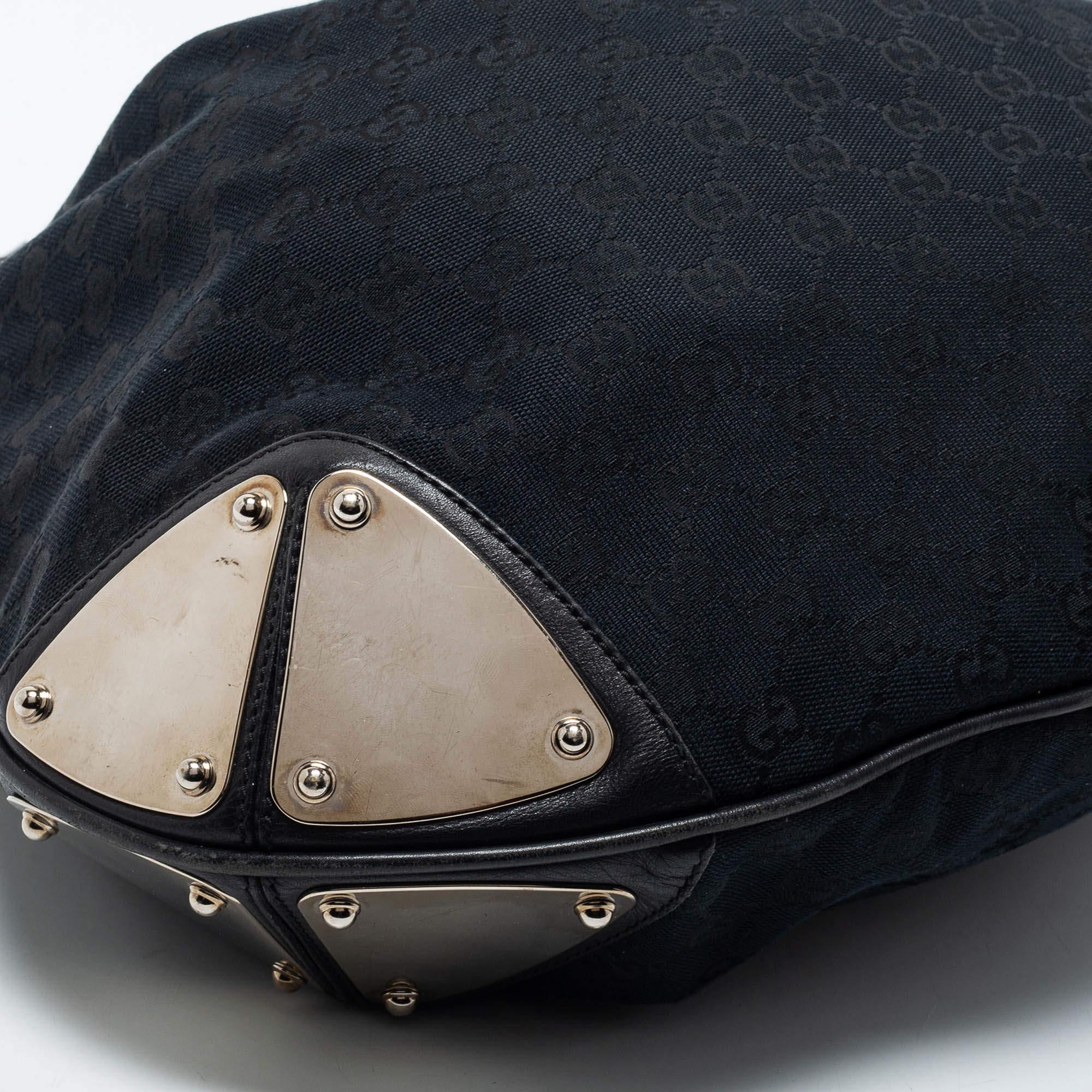 Gucci Black GG Canvas and Leather Large Babouska Indy Hobo 8