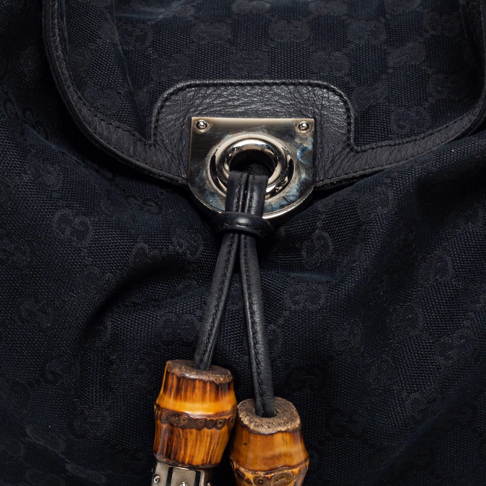 Gucci Black GG Canvas and Leather Large Babouska Indy Hobo 10
