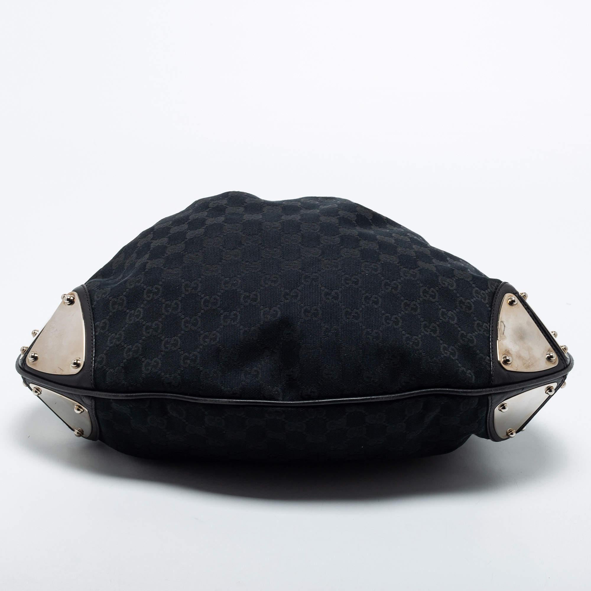 Gucci Black GG Canvas and Leather Large Babouska Indy Hobo 1