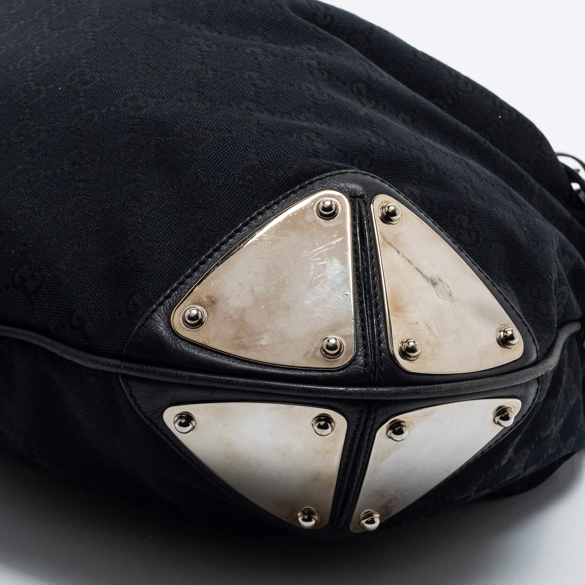 Gucci Black GG Canvas and Leather Large Babouska Indy Hobo 2