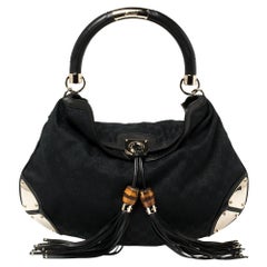Gucci Black GG Canvas and Leather Large Babouska Indy Hobo