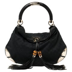 Gucci Black GG Canvas and Leather Large Babouska Indy Hobo