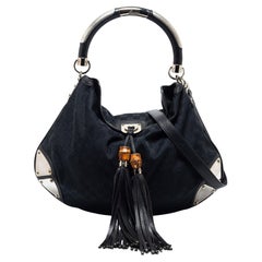 Gucci Borsa grande Babouska Indy in tela e pelle nera GG