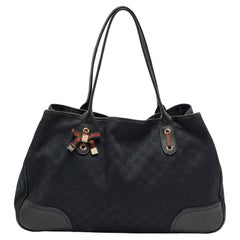 Gucci Black GG Canvas and Leather Large Princy Tote