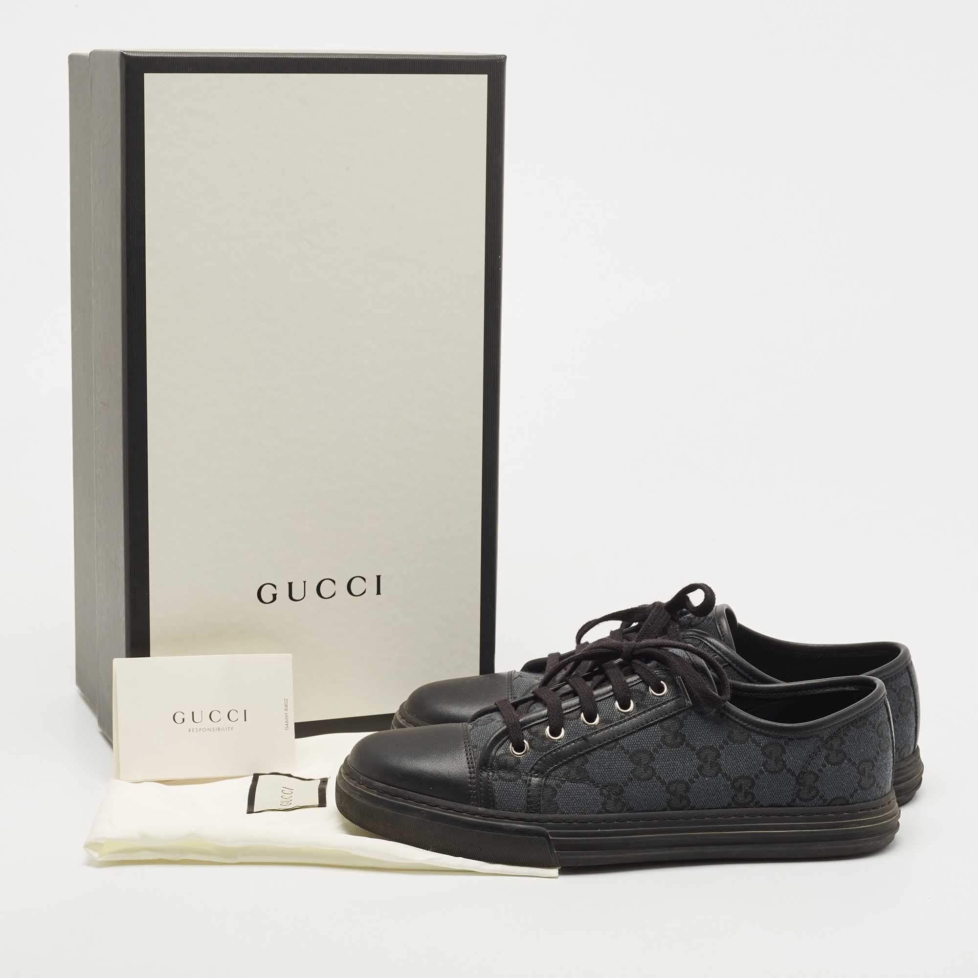 Gucci Black GG Canvas and Leather Low Top Sneakers Size 40.5 5