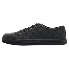 Gucci Black GG Canvas and Leather Low Top Sneakers Size 41.5
