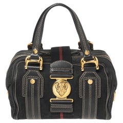 Gucci Black GG Canvas And Leather Medium Aviatrix Boston Bag