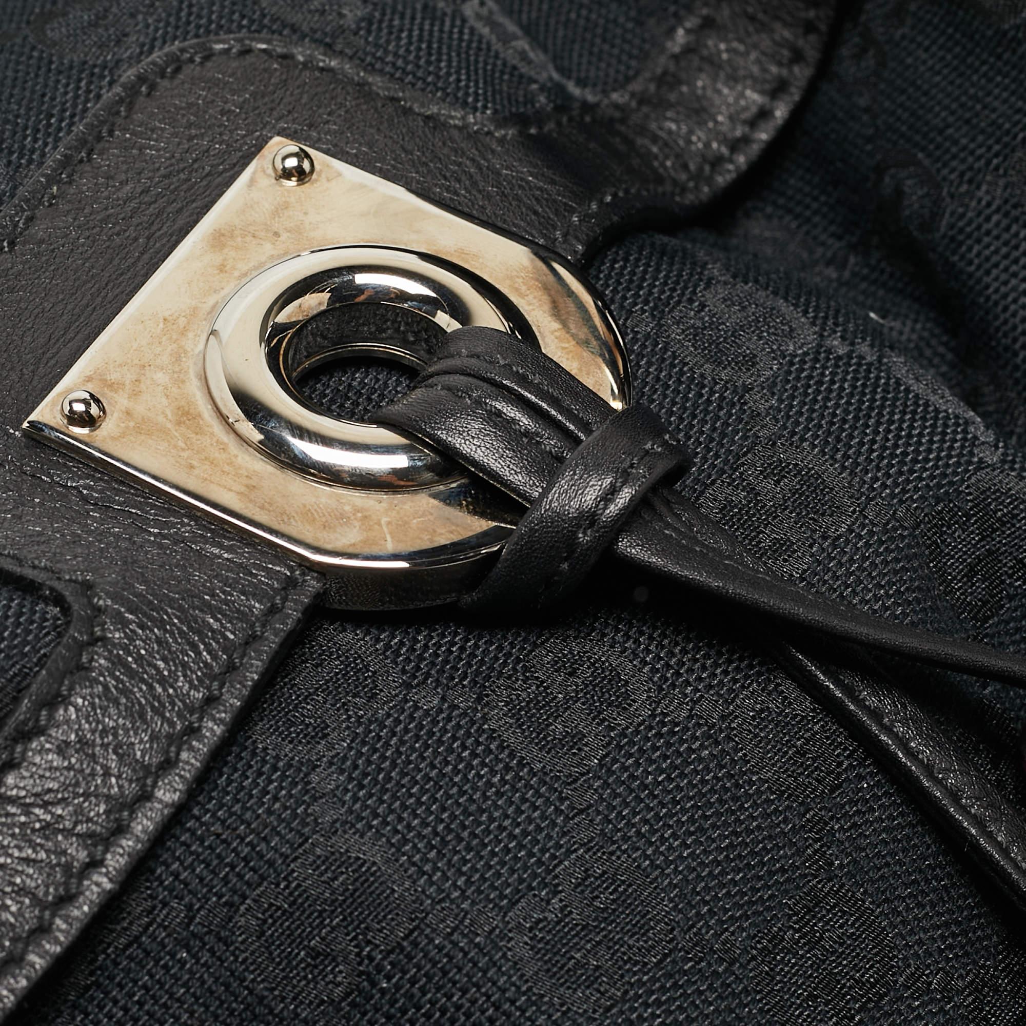 Gucci Black GG Canvas and Leather Medium Babouska Indy Hobo 8
