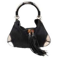 Gucci - Sac hobo « Babouska Indy » en toile et cuir noir GG, taille moyenne