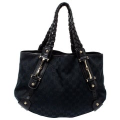 Gucci Black GG Canvas and Leather Medium Pelham Shoulder Bag