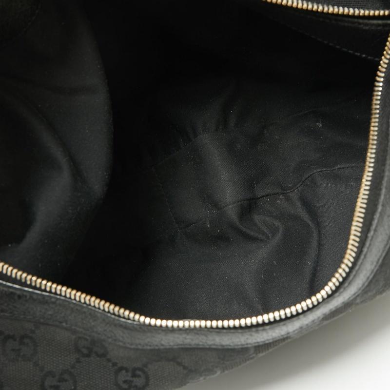 Gucci Black GG Canvas and Leather Medium Web Bamboo Ring Hobo 8