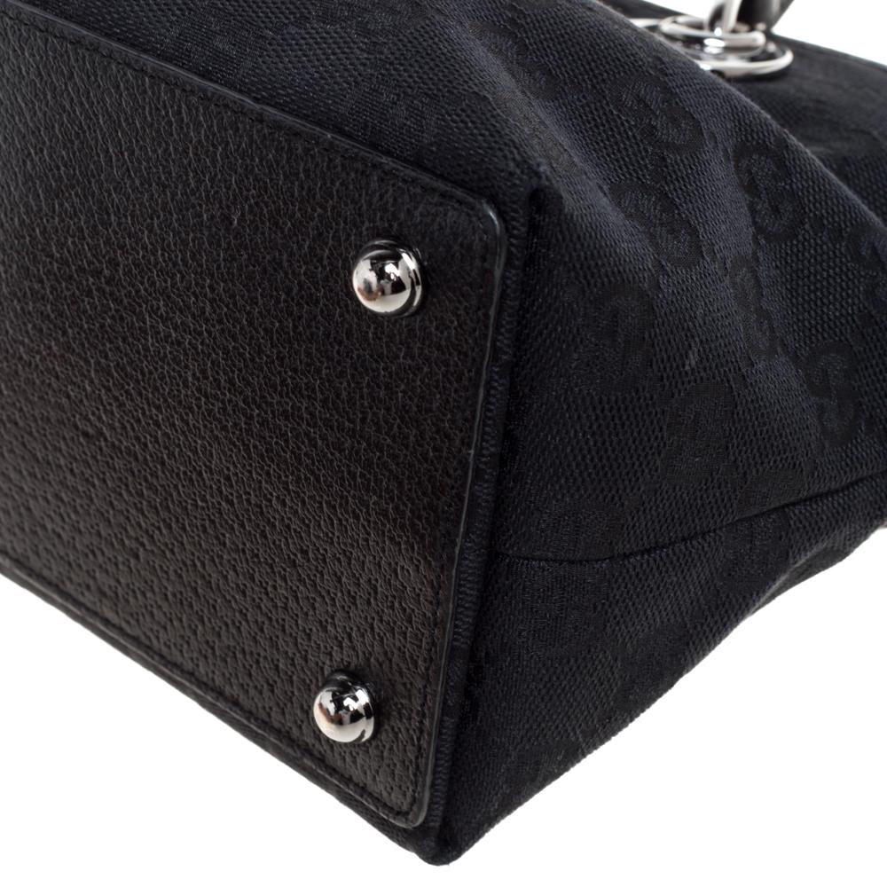 Gucci Mini Eclipse Tote aus schwarzem GG-Leinen und Leder 5