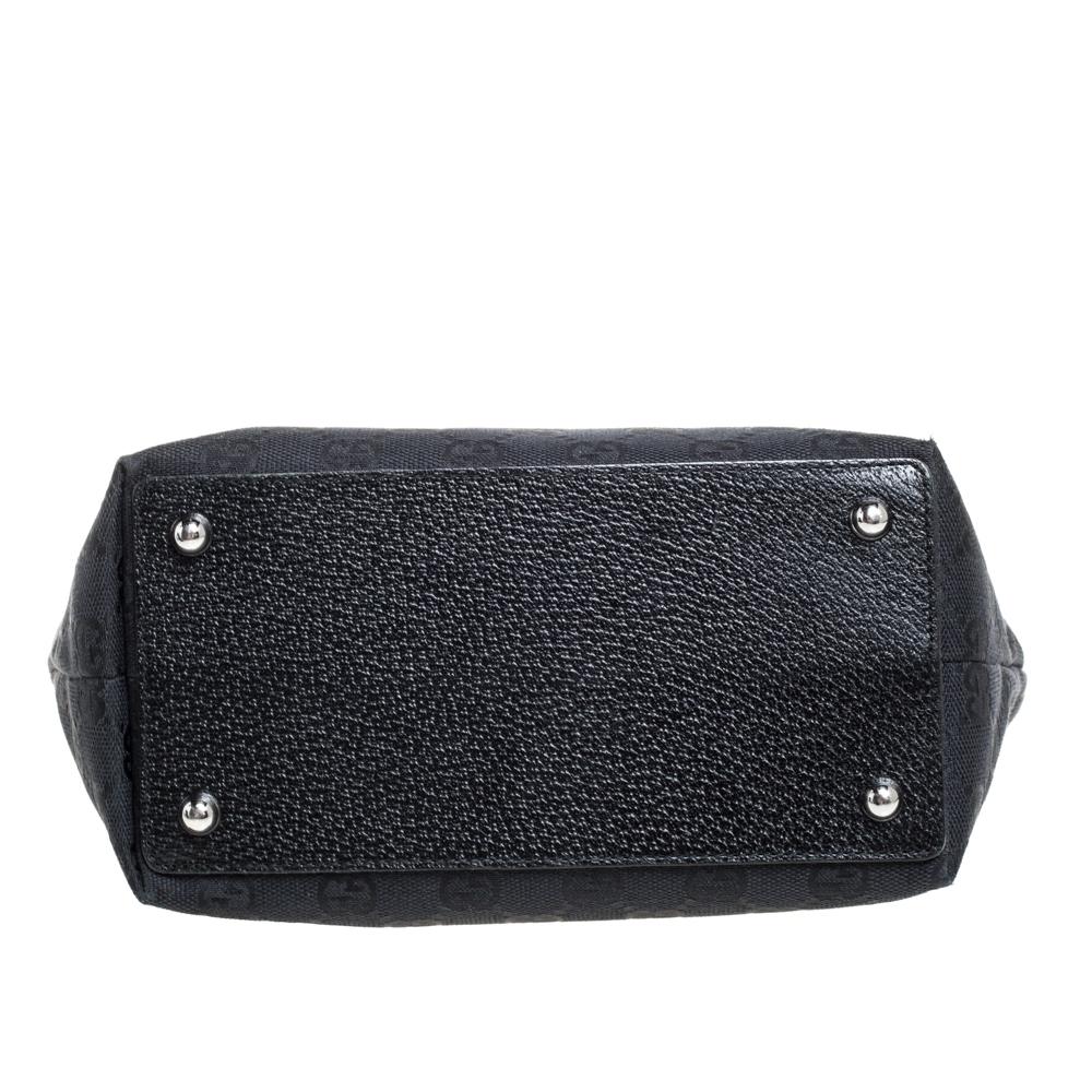 Gucci Mini Eclipse Tote aus schwarzem GG-Leinen und Leder Damen