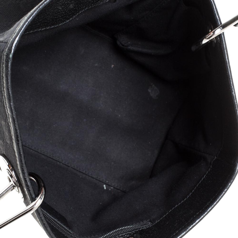 Gucci Mini Eclipse Tote aus schwarzem GG-Leinen und Leder 4