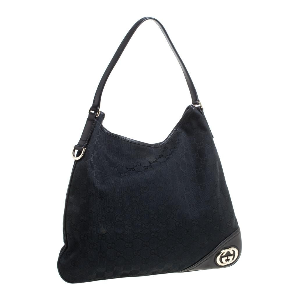 Women's Gucci Black GG Canvas And Leather New Britt Hobo