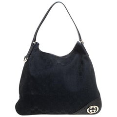 Gucci Black GG Canvas And Leather New Britt Hobo