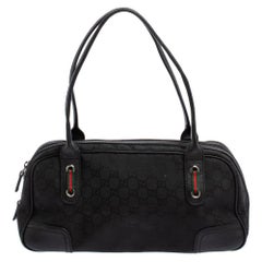 Gucci Black GG Canvas and Leather Princy Boston Bag